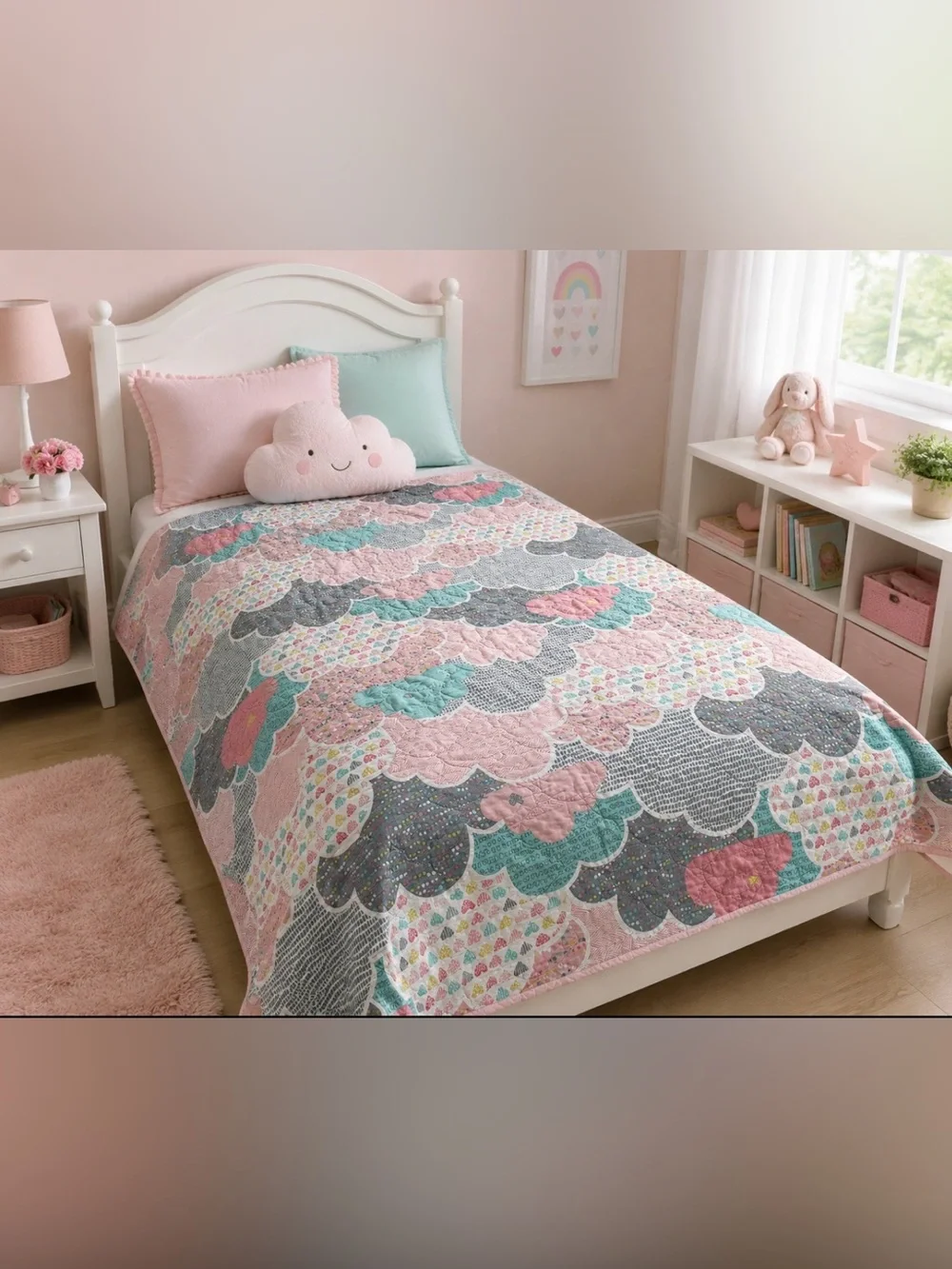 Urban Habitat Kids Cloud Print Quilt Blanket | 81” x 63” | 100% Cotton